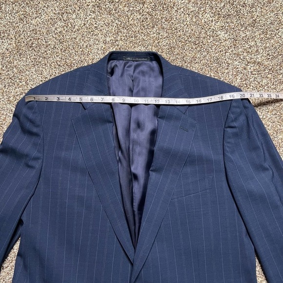 Ermenegildo Zegna Two Button Pinstripe Blazer Blue Mens Size 44L Wool - Picture 7 of 10
